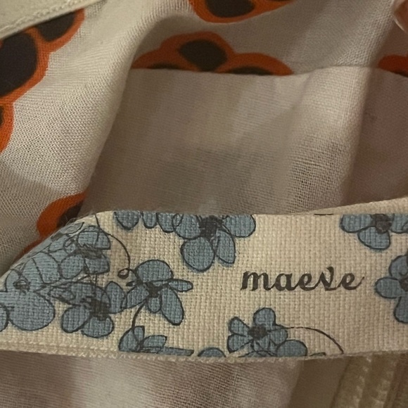 Anthropologie Maeve Strapless Orange, Navy & Ecru Floral Midi Dress, size 4 - Picture 9 of 10